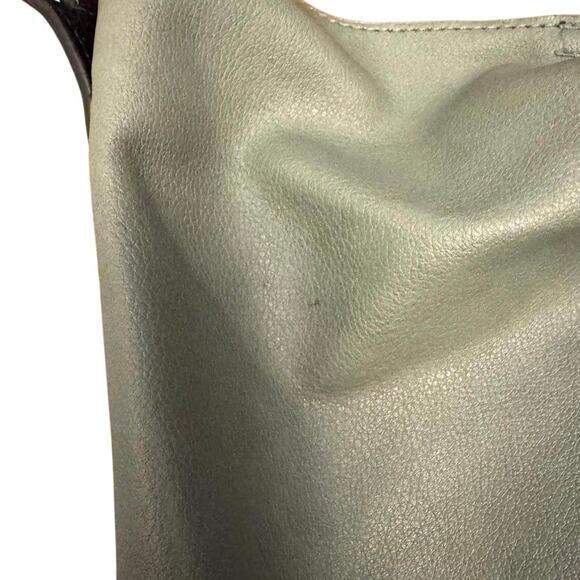 By Anthropologie Women's Green Black Solid Genuine Leather Shoulder Handbags - Picture 9 of 10